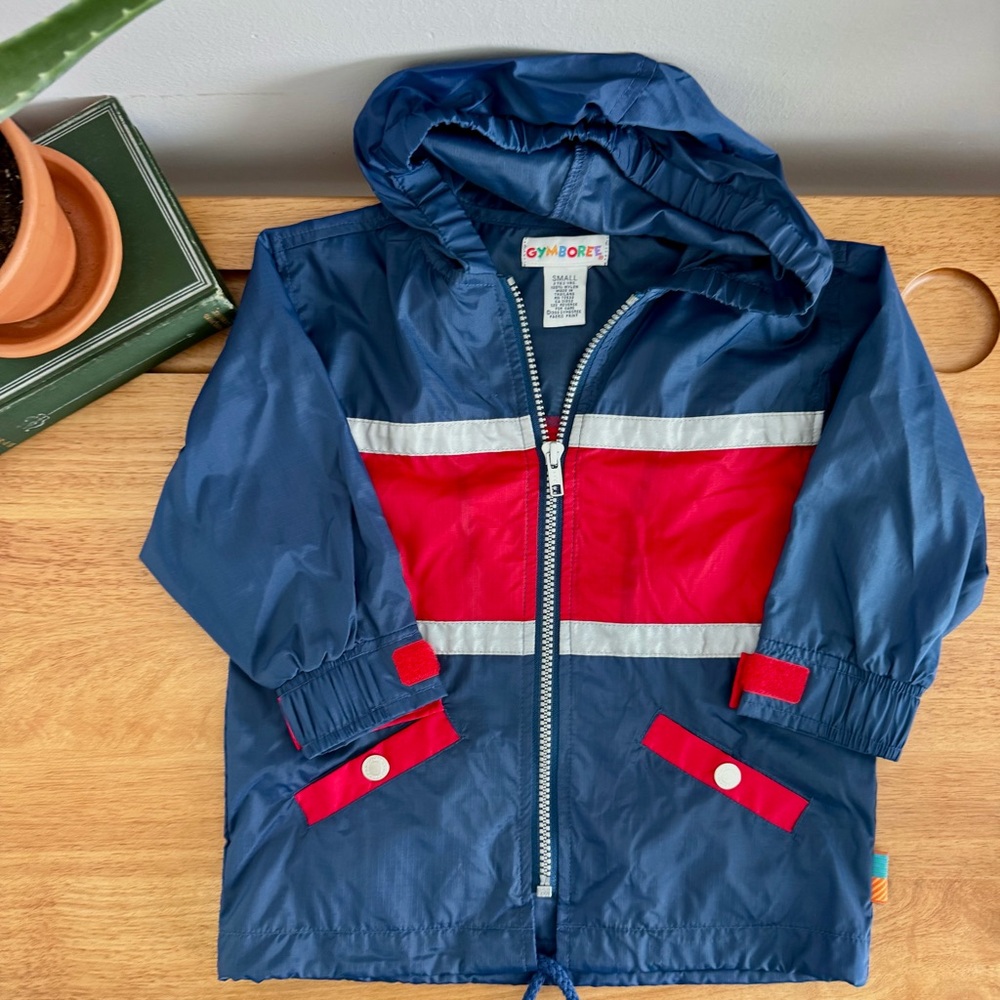 Vintage Gymboree Rainbow Tag Jacket 1-3Y Colorblock Windbreaker Red Blue Classic